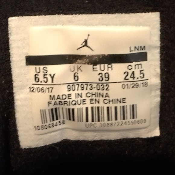 Jordan 6.5y black white gold jumpman - Picture 9 of 9